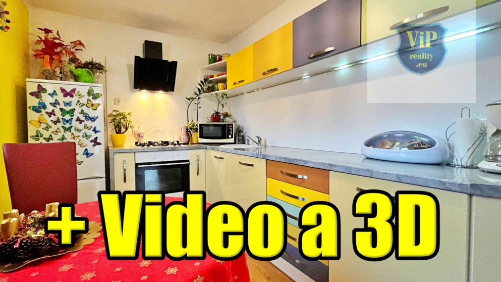 Video a 3D. Byt 2+1, 65 m2 s balkónom, nízke náklady a ticho - Handlová