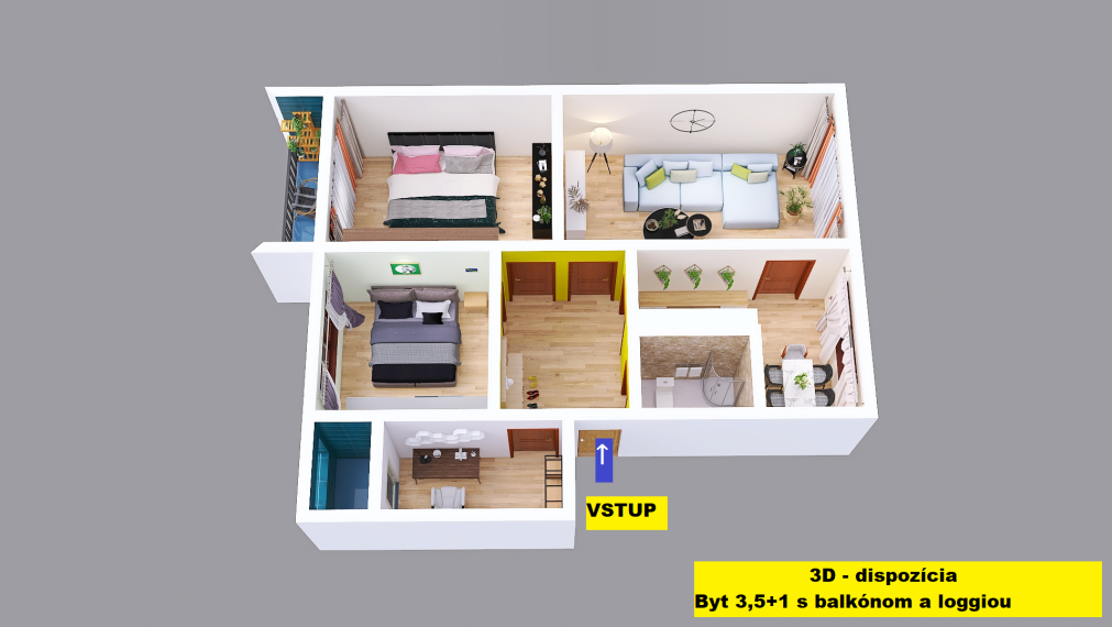 3,5-izbový byt 89 m², balkón aj loggia – Zlatý Potok, Zvolen