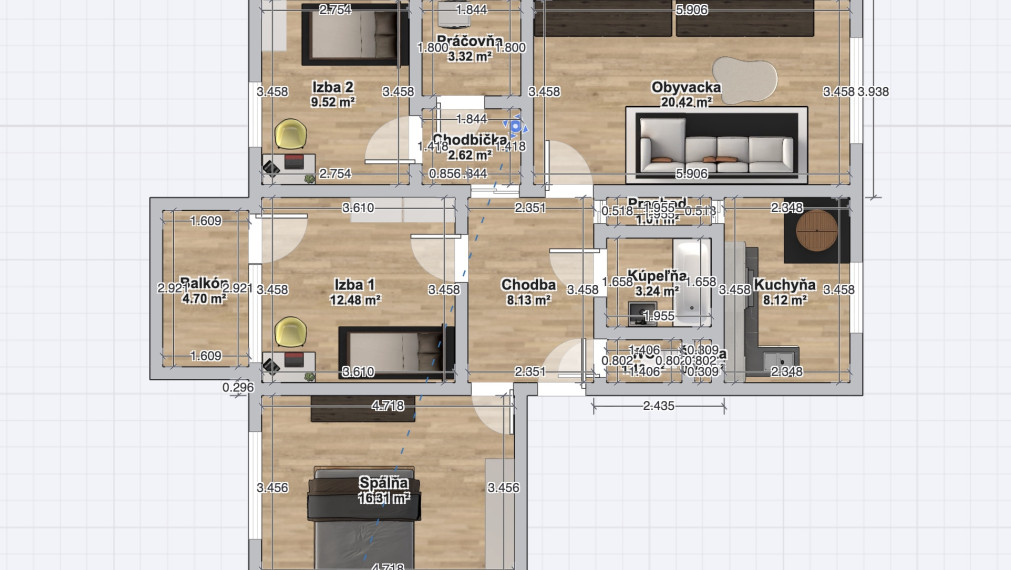 REZERVOVANÉ. 4-izbový byt s balkónom 97m2, prerobený – Sliač