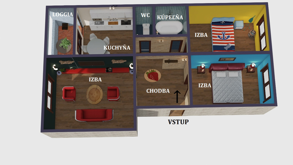3-izbový byt 70m2 s loggiou, Nové Mesto, Bratislava