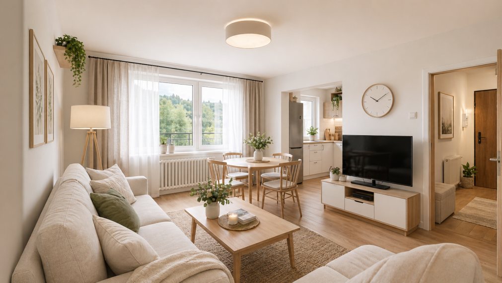 Tehlový 4-izbový byt Podkonice | byt, balkón, garáž, dielňa