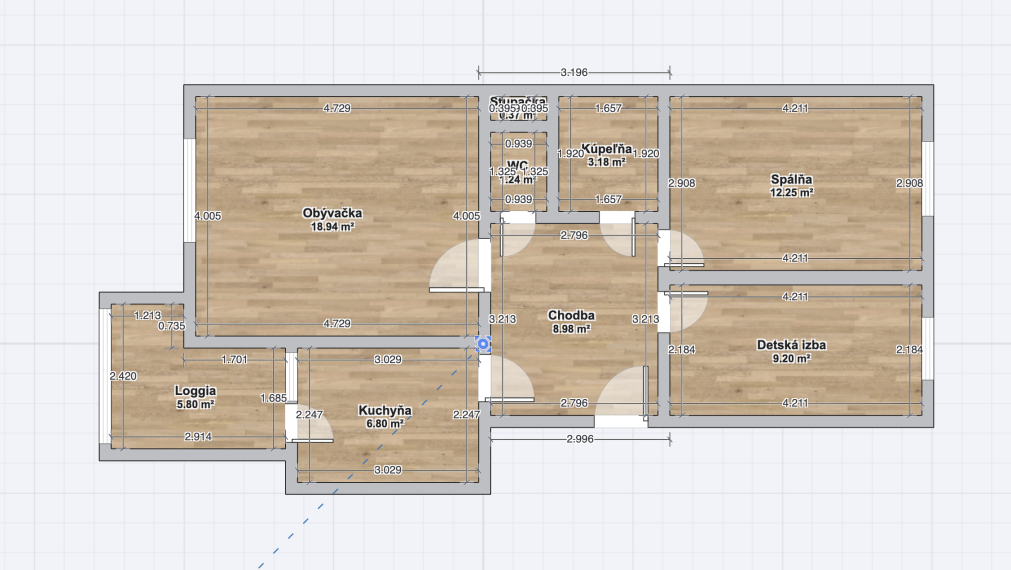 ViP. 3-i byt Sliač – Rybárska, 74 m² vrátane loggie cca 8 m²