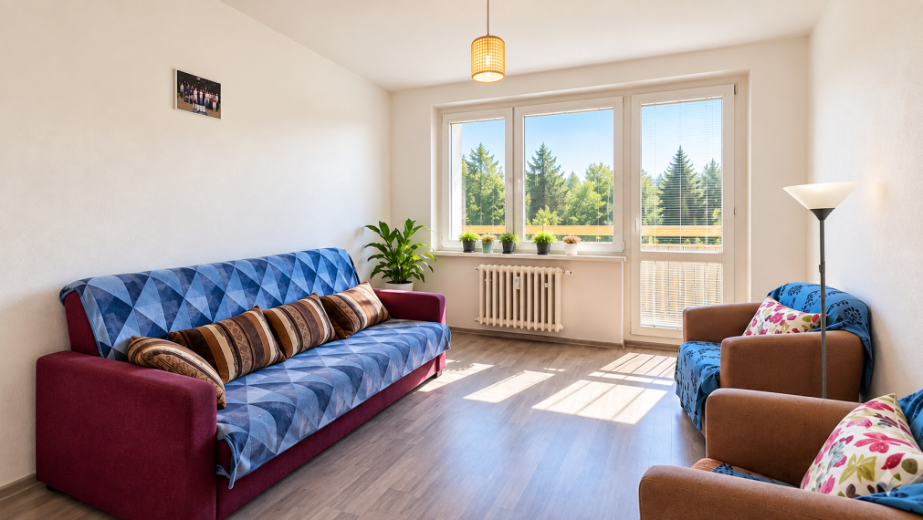ViP. Veľký 2-i byt 64 m² + balkón, mur. jadro, Pliešovce