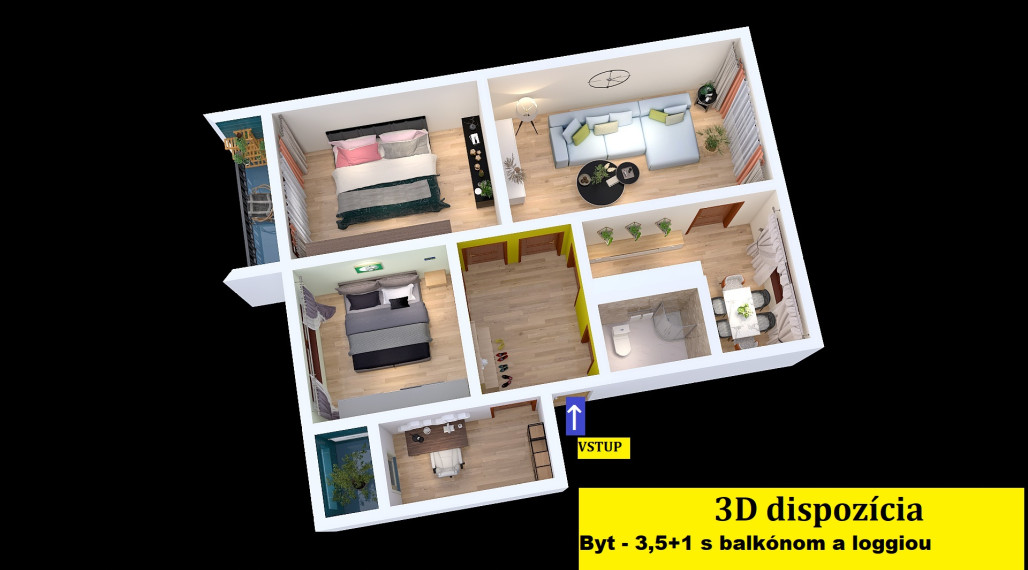 3,5-izbový byt 89 m², balkón aj loggia – Zlatý Potok, Zvolen