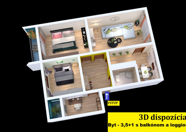 3,5-izbový byt 89 m², balkón aj loggia – Zlatý Potok, Zvolen