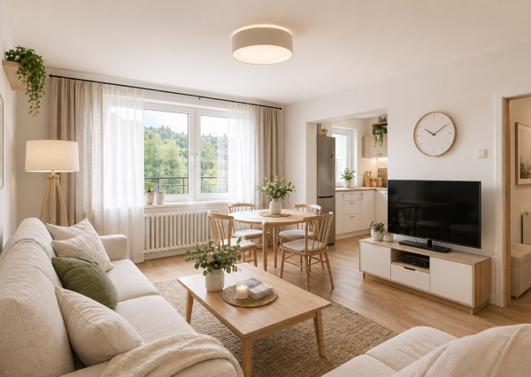 Tehlový 4-izbový byt Podkonice | byt, balkón, garáž, dielňa